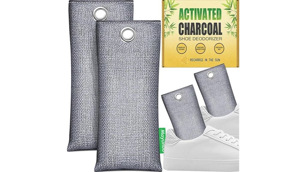 activated charcoal shoe odor absorber 2 pack bamboo bags